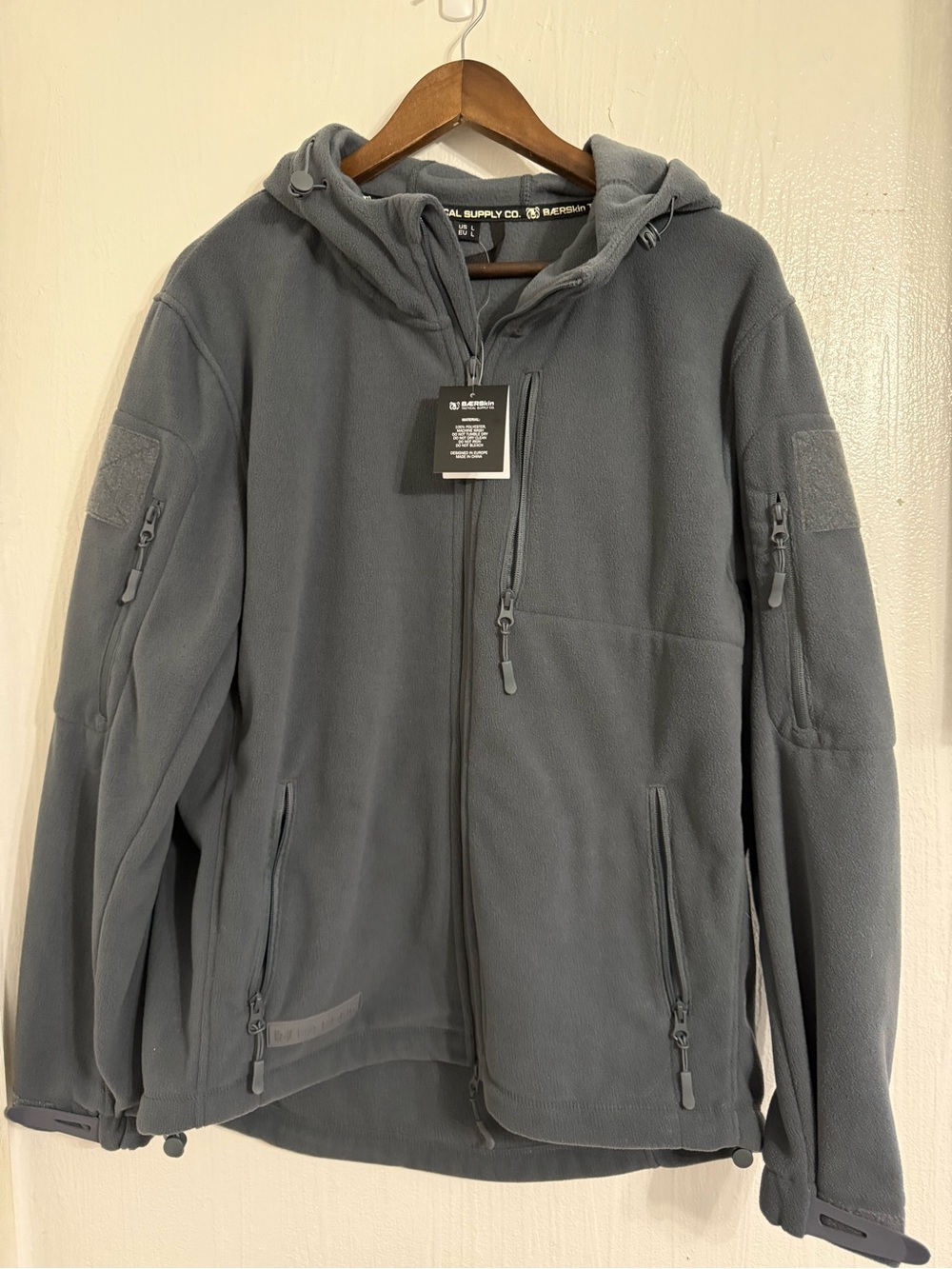 Baerskin Tactical Hoodie 3.0 Full Zip Pockets Fleece Jacket Gray Men’s Large